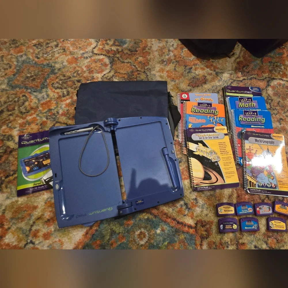 Leapfrog Quantum Kids Educational Learning Console Bundle with Laptop Bag, Games